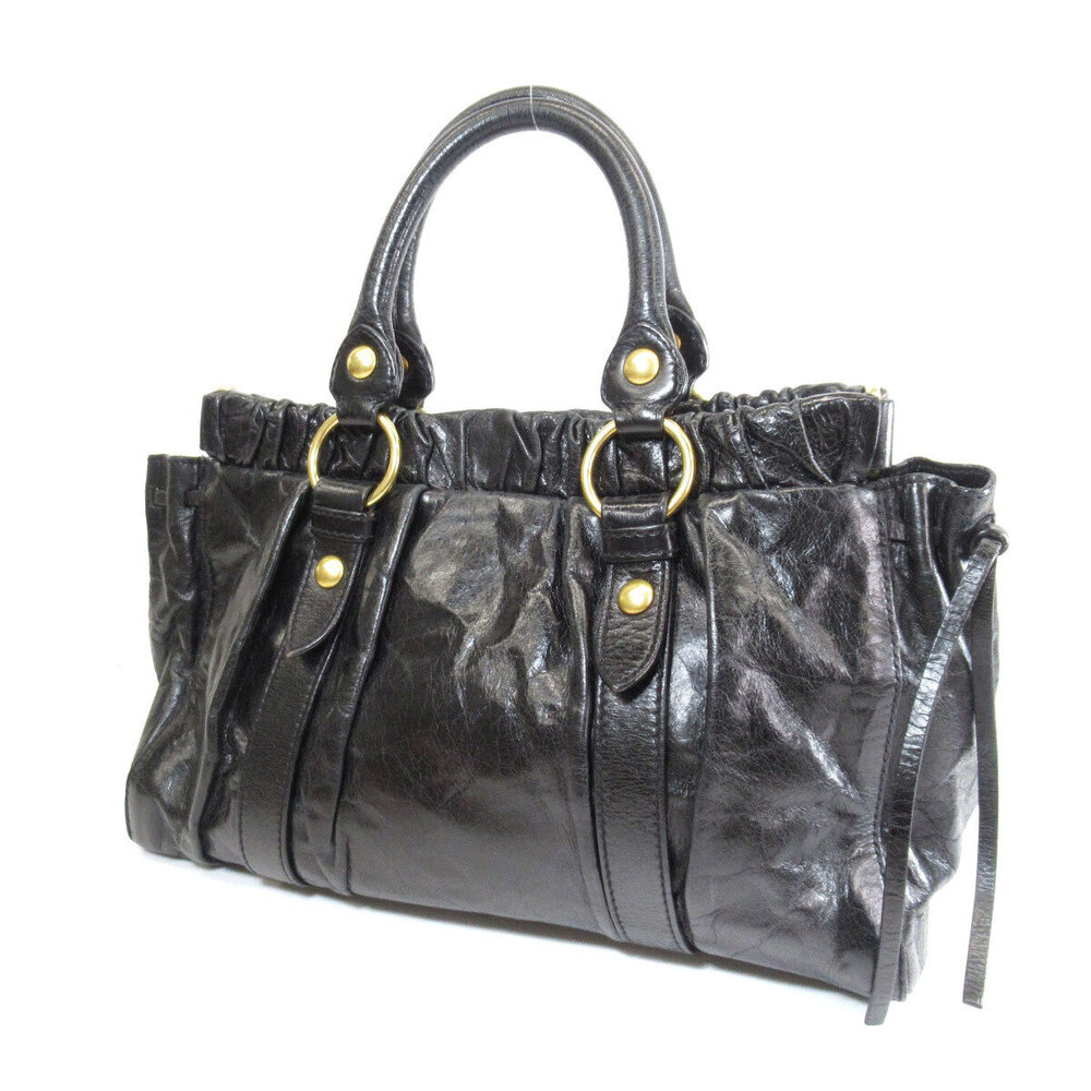 Miu Miu Tote Leather Bag Black